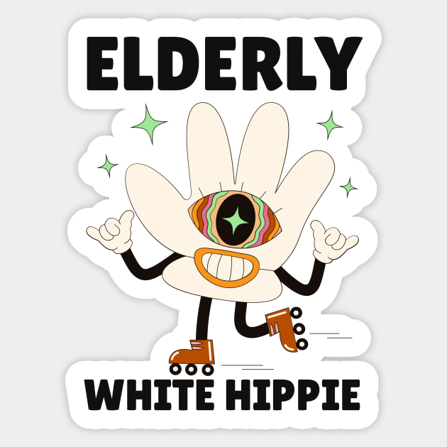 Elderly White Hippie Sticker by The WYLD Tribe